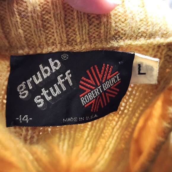 Vtg 60s/70s GRUBB STUFF Robert Bruce Mustard Yellow Wool Rib Sweater Womens L/14 - Picture 8 of 8